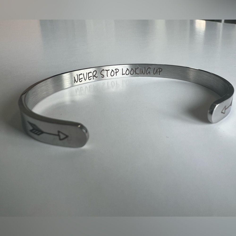NWT inspirational quote steel cuff bracelet in gift box